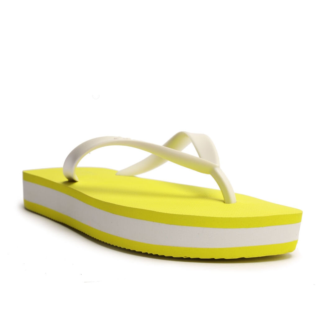 Chinelo Amarelo Neon e Branco Plataforma Brizza Arezzo